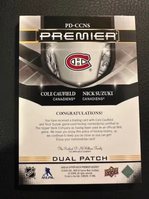 2022-23 Premier - Cole Caufield / Nick Suzuki - Premium Dual Patch /15 back